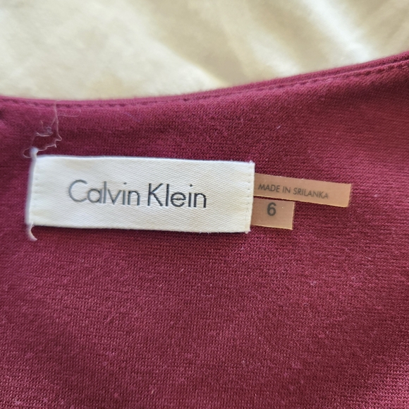 Burgundy Calvin Klein empire waist dress, size 6 - Picture 4 of 4